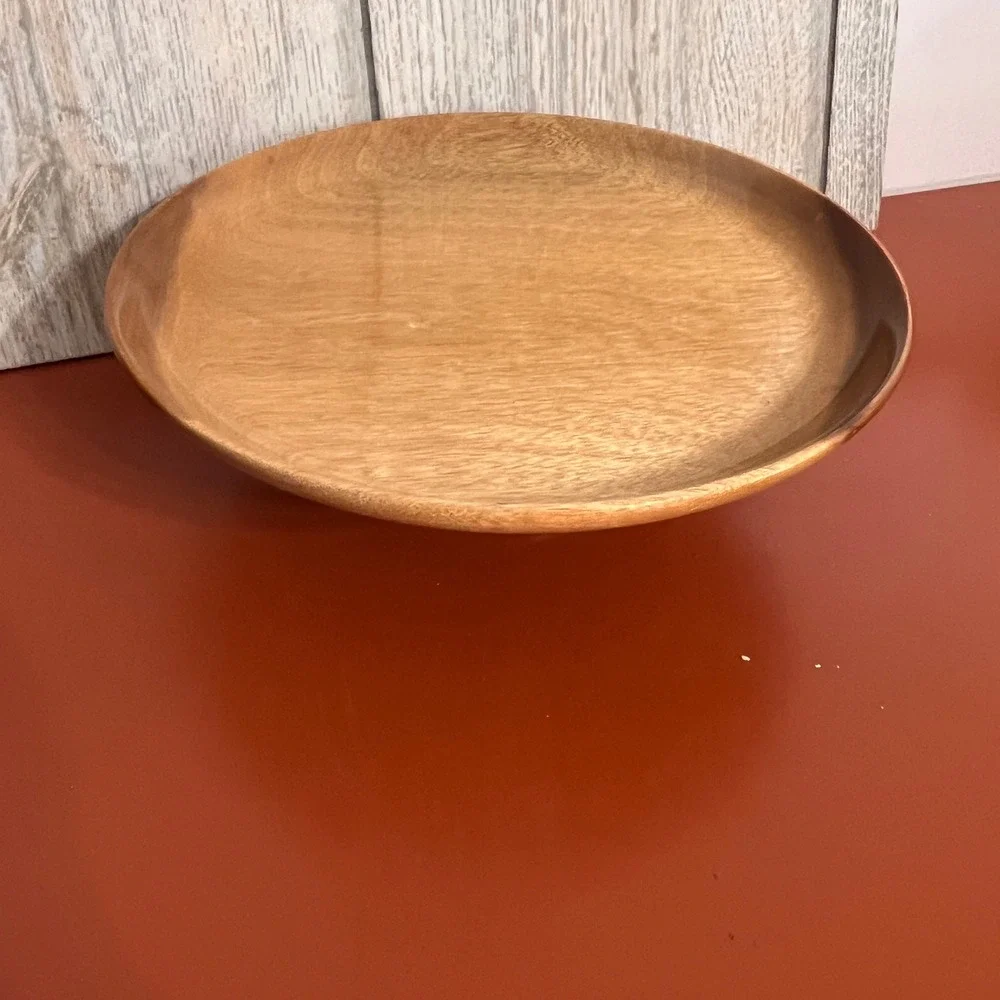 Vtg Solid myrtle Wood Pedestal Fruit Bowl Cake Stand Mid Century Modern 8 Inch